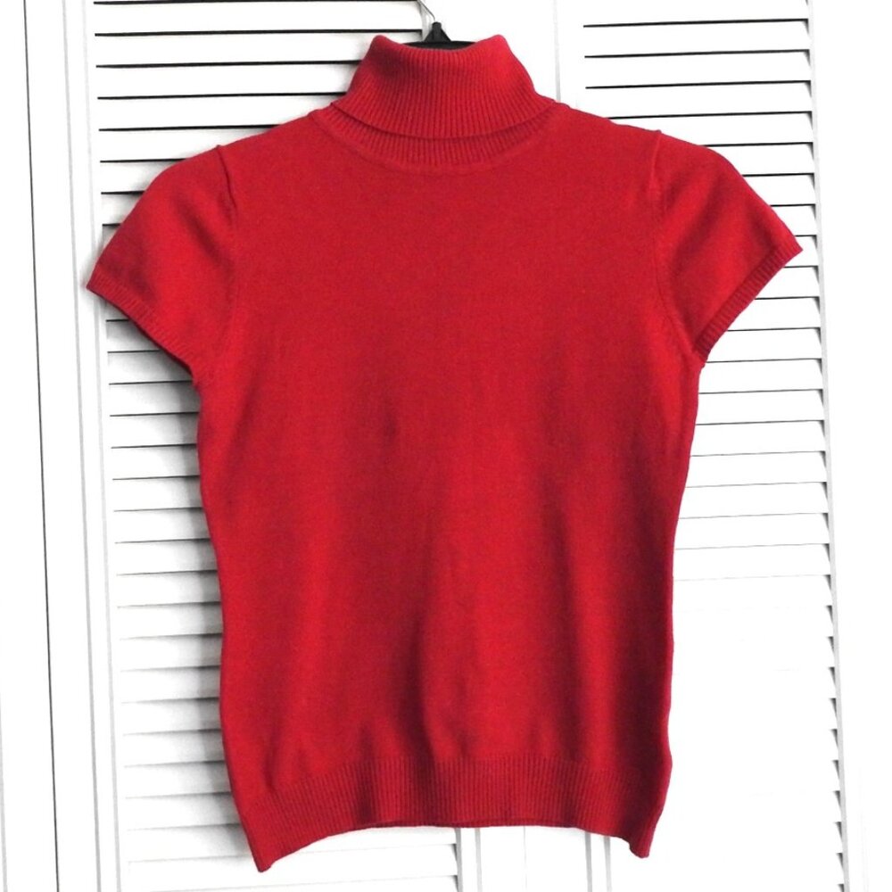 Takeout Red Turtleneck Short Sleeve Sweater Top Size L